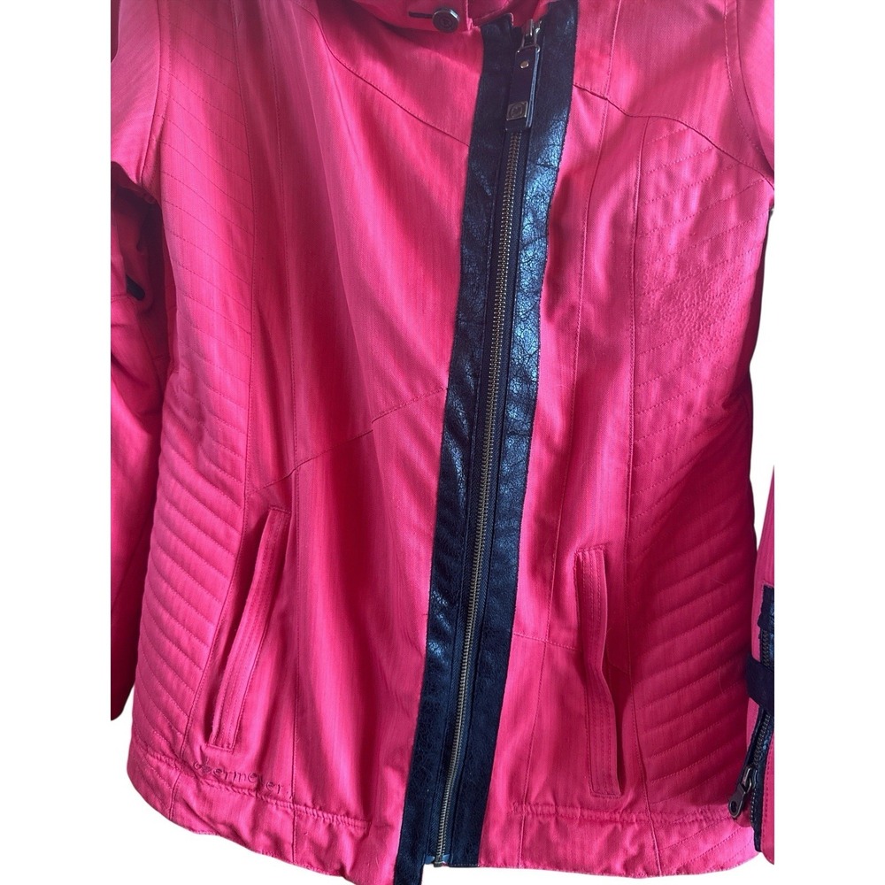 Vintage Obermeyer‎ Hot Pink Woman's Size 6 Ski Jacket Faux Leather Accents Retro - Picture 4 of 16